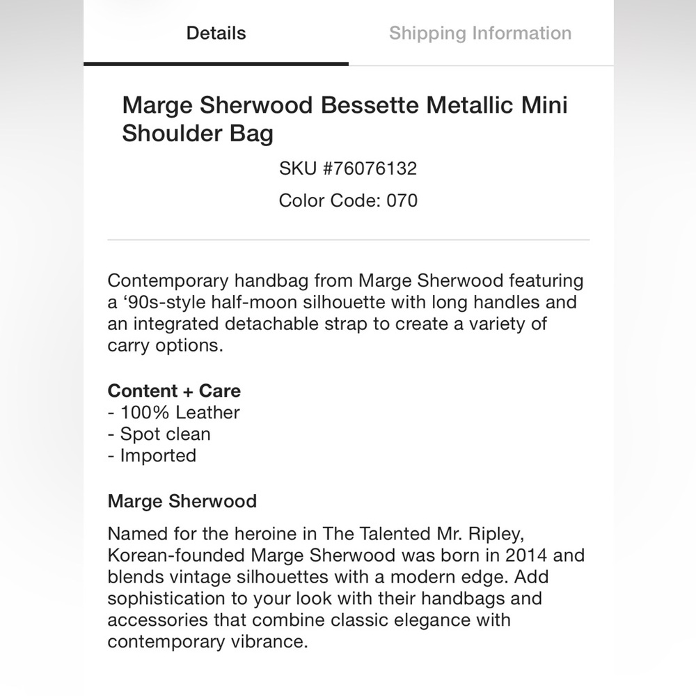 Margesherwood Bessette Metallic Mini Bag - Picture 4 of 10